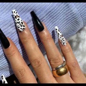 New Black/White Cheetah Press On Nails